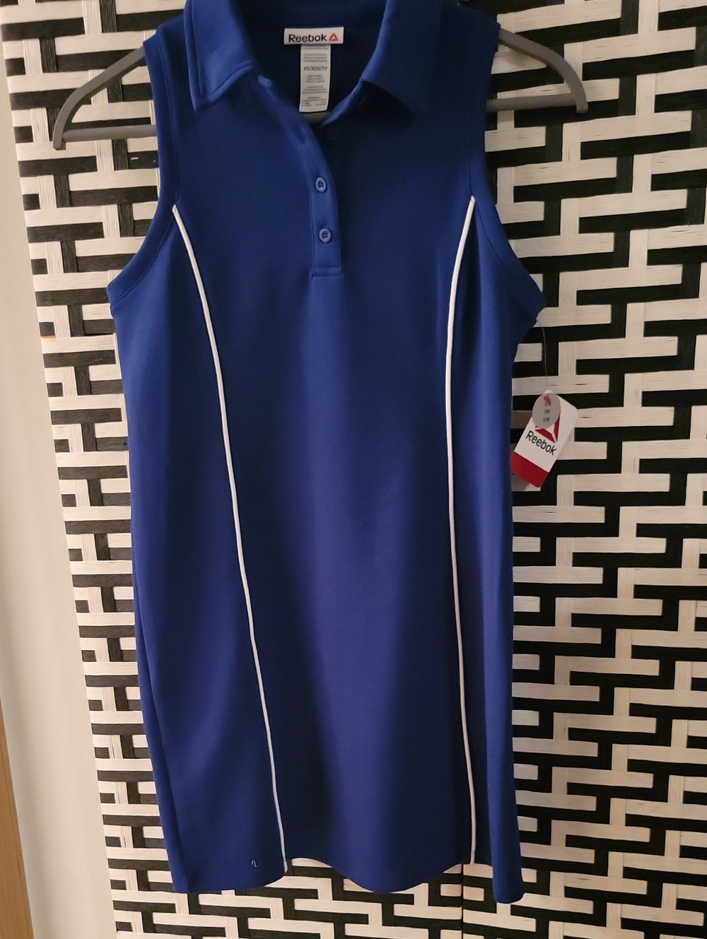 Reebok Womens Royal Blue Sleeveless Polo Dress with White Piping NWT. XS